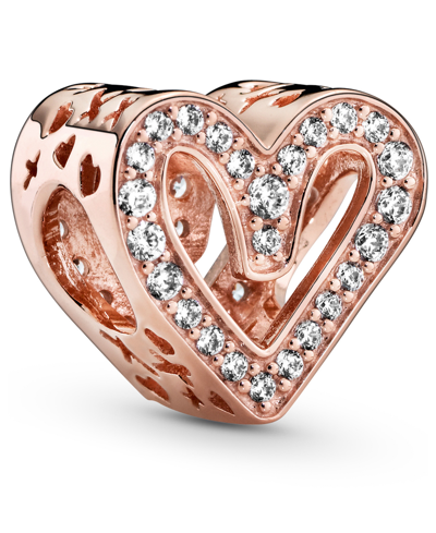 Pandora Cubic Zirconia Sparkling Freehand Heart Charm In Clear