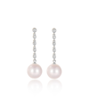 Classicharms Electra Silver Diamond Rivière Pearl Drop Earrings In Silver
