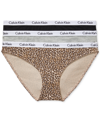 Calvin Klein Women's Carousel Cotton 3-pack Bikini Underwear Qd3588 In Black,grey,cheetah Print
