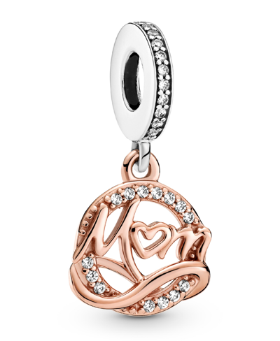 Pandora Cubic Zirconia Two-tone Mom Dangle Charm In Clear