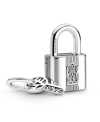 Pandora Cubic Zirconia Padlock And Key Dangle Charm In Clear