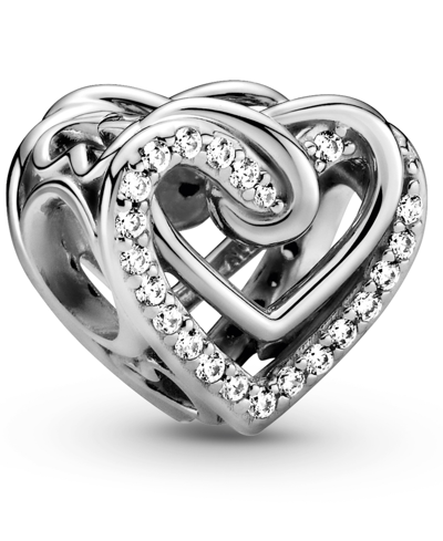Pandora Cubic Zirconia Sparkling Entwined Hearts Charm In Clear