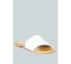 Rag & Co Tatami White Soft Leather Classic Leather Slide Flats In White