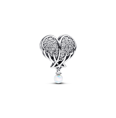 Pandora Cubic Zirconia Angel Wings Heart Charm In White
