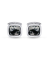 LUVMYJEWELRY TREE AGATE GEMSTONE STERLING SILVER BLACK RHODIUM PLATED MEN CUFFLINKS