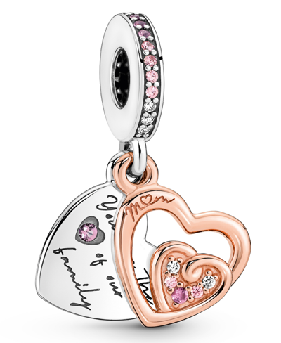 Pandora Mixed Stone Entwined Infinite Hearts Double Dangle Charm In Pink