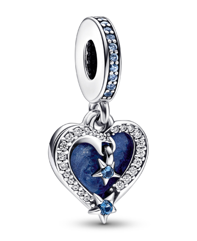 Pandora Mixed Stone Celestial Shooting Star Heart Double Dangle Charm In Blue