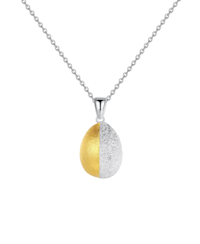 Classicharms Frosted And Matted Texture Two Tone Pendant Necklace In Yellow