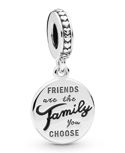 Pandora Sterling Silver Friends Are Family Dangle Charm In Black