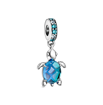 Pandora Crystals Murano Glass Sea Turtle Dangle Charm In Multicolor