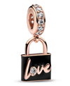Pandora Cubic Zirconia Love Padlock Dangle Charm In Black