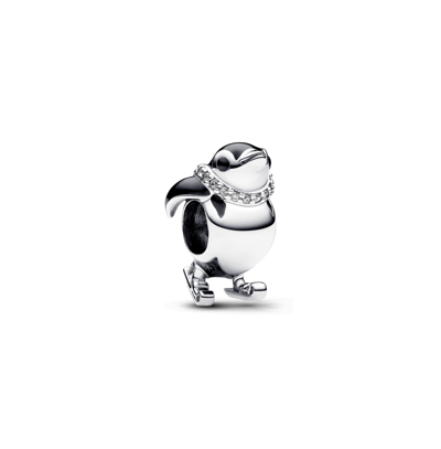 Pandora Cubic Zirconia Skiing Penguin Charm In Black