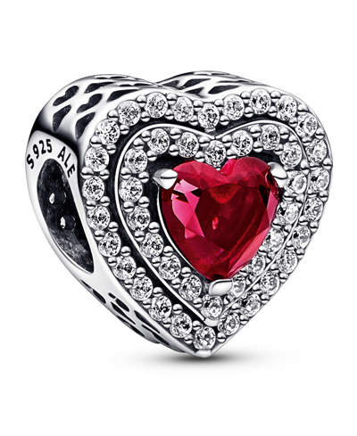 Pandora Mixed Stone Sparkling Levelled Heart Charm In Red