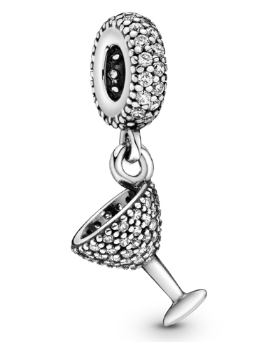 Pandora Cubic Zirconia Pave Cocktail Glass Dangle Charm In Clear