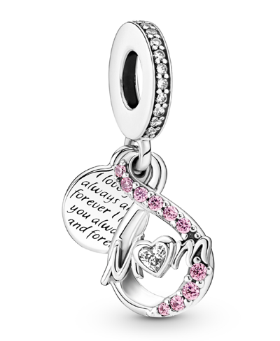 Pandora Cubic Zirconia Mom Infinity Pave Double Dangle Charm In Pink