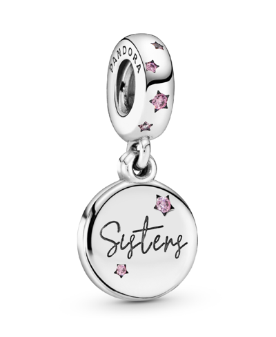 Pandora Cubic Zirconia Forever Sisters Dangle Charm In Pink