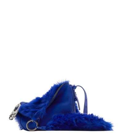 Burberry Small Knight Faux-fur Shoulder Bag In Blue
