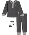 CALVIN KLEIN BABY BOYS THERMAL HENLEY TOP AND PANTS WITH SOCKS, 3 PIECE SET