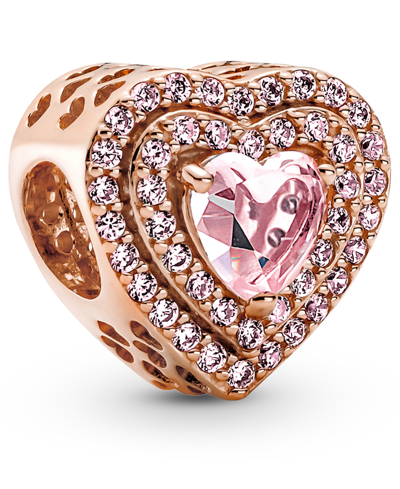 Pandora Mixed Stone Sparkling Levelled Heart Charm In Pink