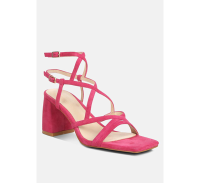 Rag & Co Fiorella Fuchsia Strappy Block Heel Sandals In Pink