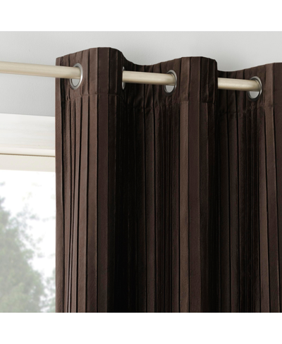Sun Zero Cascade Pleated Velvet Blackout Grommet Curtain Panel In Chocolate Brown