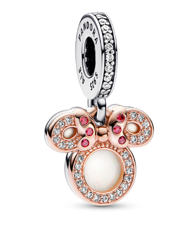 Pandora Cubic Zirconia Disney Minnie Mouse Silhouette Double Dangle Charm In Multicolor