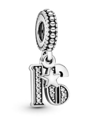 Pandora Cubic Zirconia 16th Celebration Charm In Clear