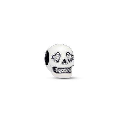 Pandora Sterling Silver Glow-in-the-dark Skull Charm In White
