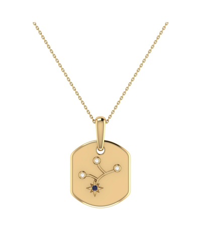Luvmyjewelry Virgo Maiden Blue Sapphire & Diamond Constellation Tag Pendant Necklace In 14k Yellow Gold Vermeil O