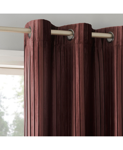 Sun Zero Cascade Pleated Velvet Blackout Grommet Curtain Panel In Wine Red