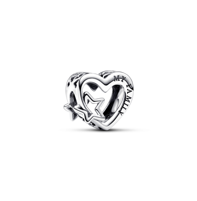 Pandora Sterling Silver Openwork Family Heart Star Charm In No Color