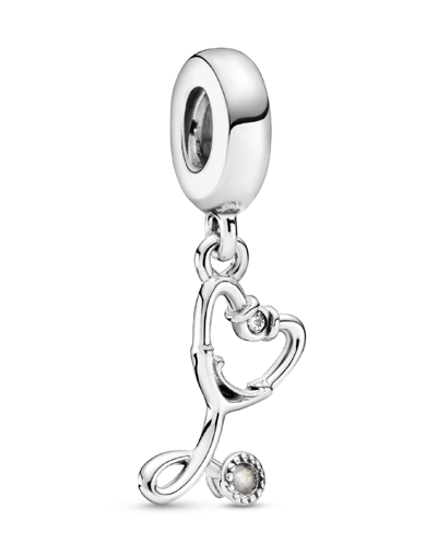 Pandora Cubic Zirconia Stethoscope Heart Dangle Charm In Clear