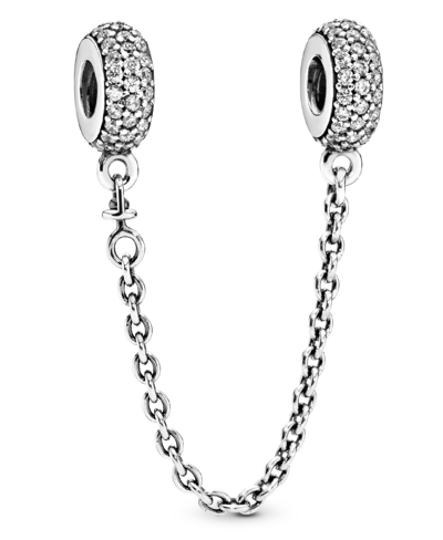Pandora Sterling Silver Sparkling Pave Safety Chain Charm In Clear