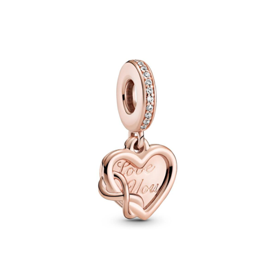 Pandora Cubic Zirconia Love You Infinity Heart Dangle Charm In Clear