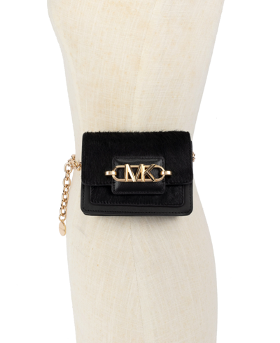 Michael Kors Michael  Women's Mini Haircalf Belt Bag In Black,gold