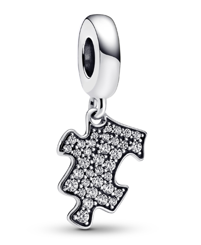 Pandora Cubic Zirconia Sparkling Puzzle Piece Dangle Charm In Clear