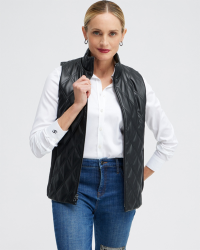 Chico's Faux Leather Quilted Vest In Black Size Xxl |