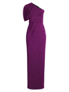 Black Halo Egan Pleated One-shoulder Column Gown In Amethyst
