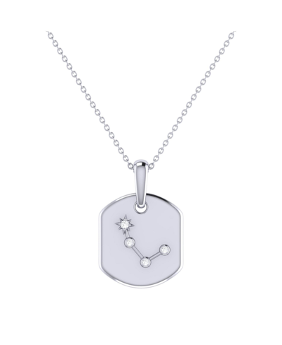 Luvmyjewelry Aries Ram Diamond Constellation Tag Pendant Necklace In Sterling Silver In Grey