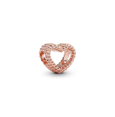 Pandora 14k Rose Gold-plated Beaded Open Heart Charm In No Color