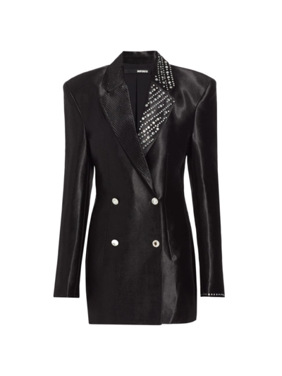 Rotate Birger Christensen Women's Rhinestoned Double-breasted Blazer Minidress In Black