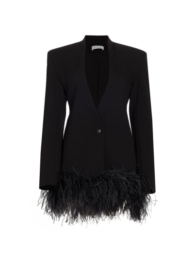16arlington Elinor Feather-trim Crepe Blazer Dress In Black