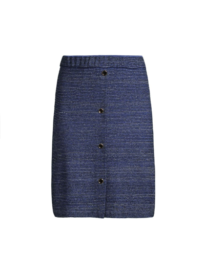 Misook Button-front Shimmer Tweed Knit Mini Skirt In Multi