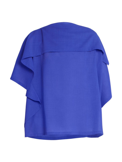 Issey Miyake Women's Square Over Wool-blend Top In Blue
