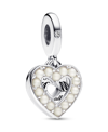 Pandora Mixed Stone Pearlescent White Heart Double Dangle Charm In White