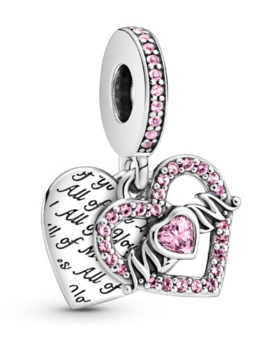 Pandora Mixed Stone Heart Mom Dangle Charm In Pink