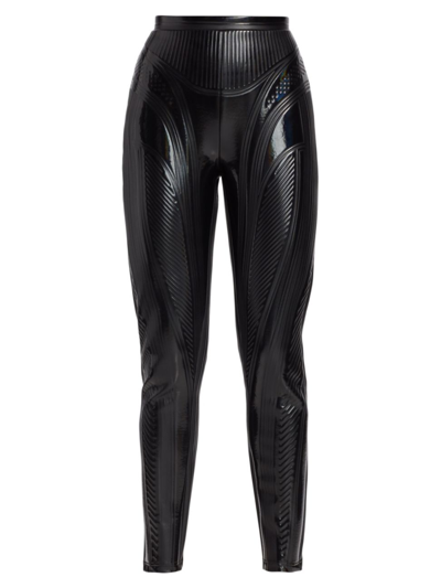 Mugler Black Embossed Leggings