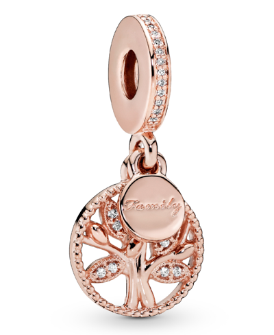 Pandora Cubic Zirconia Sparkling Family Tree Dangle Charm In Rose Gold