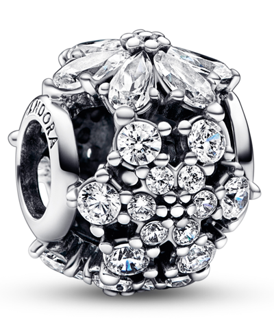 Pandora Cubic Zirconia Sparkling Herbarium Cluster Round Charm In Clear