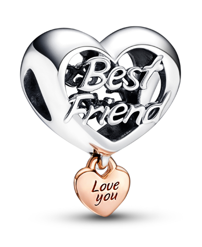 Pandora Sterling Silver Love You Best Friend Heart Charm In Silver,rose-gold - Mom